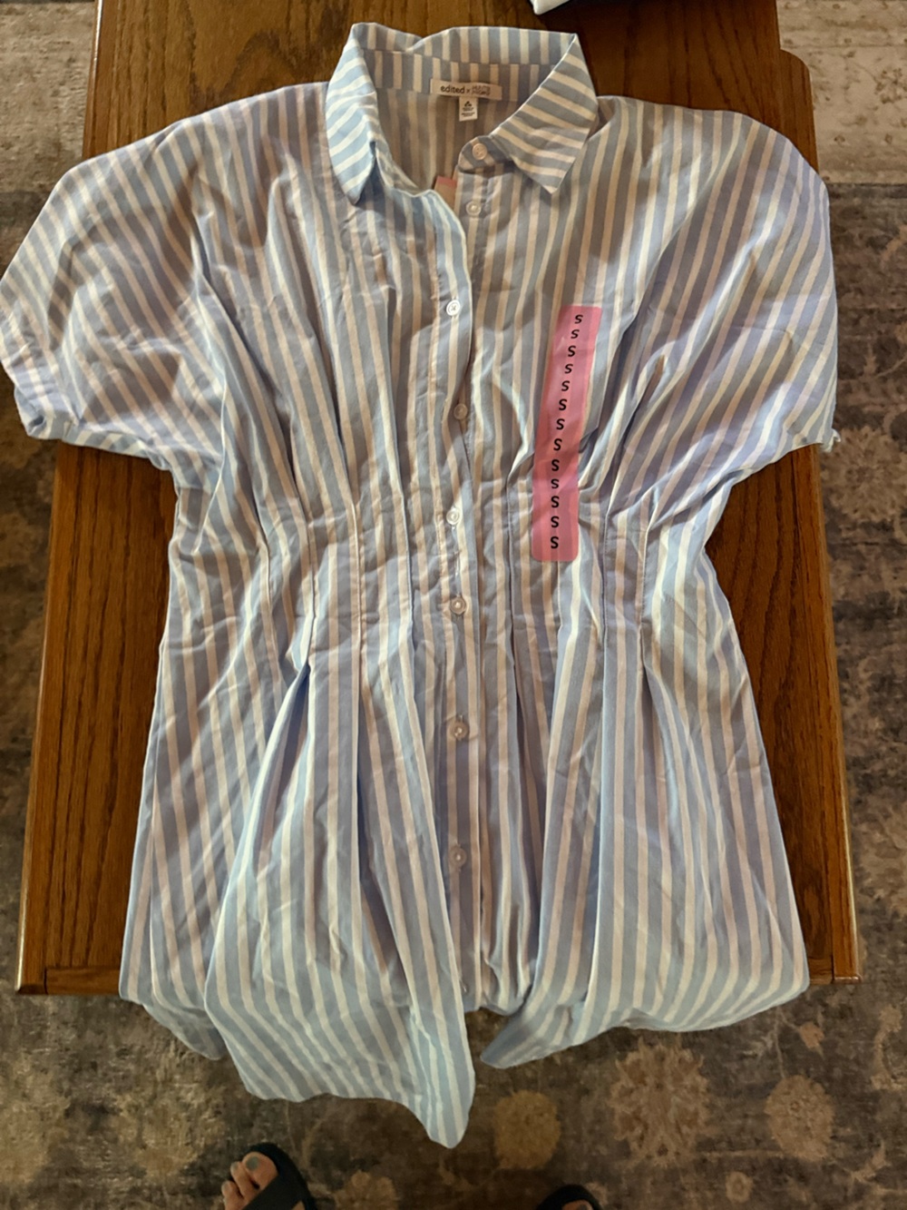 Women’s Blue & White Striped Button-Up Shirt Dress - Small